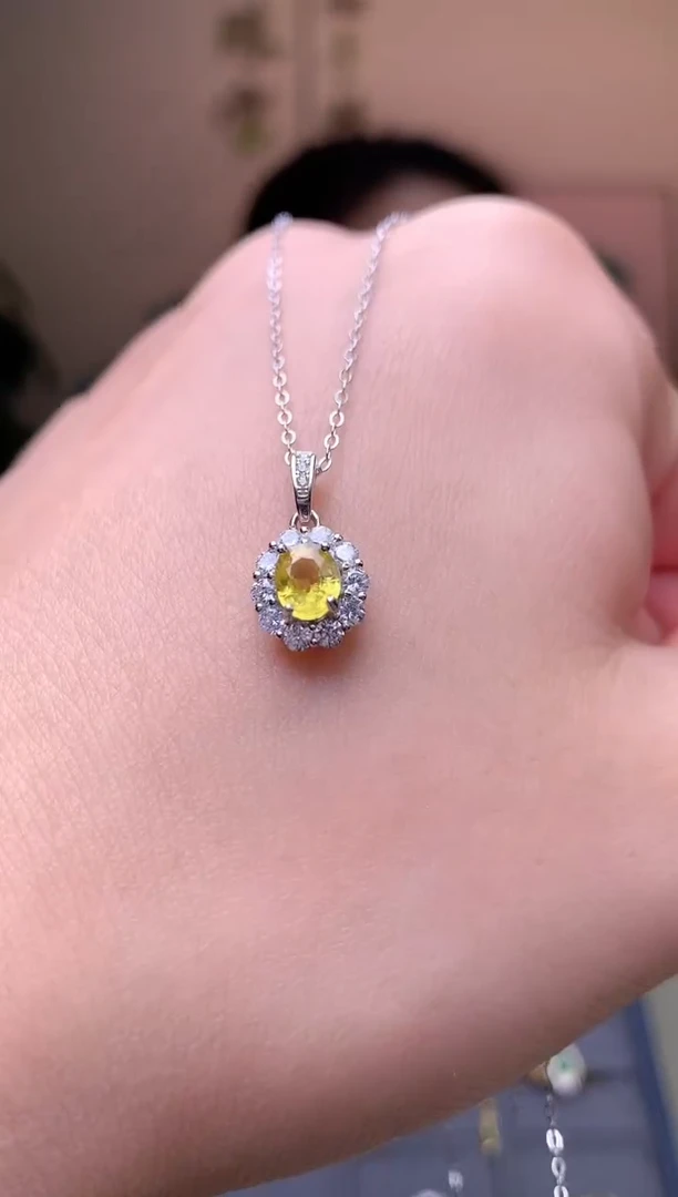 颈饰蓝宝石银S925镶嵌吊坠