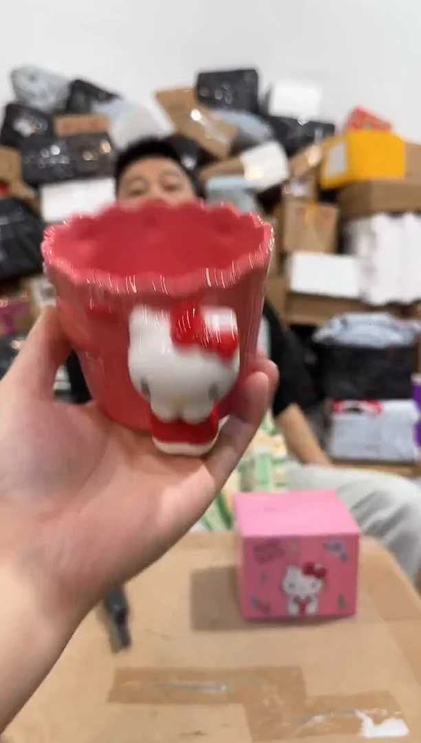 瓷片原盒kt猫树桩水杯 花盆笔筒收纳