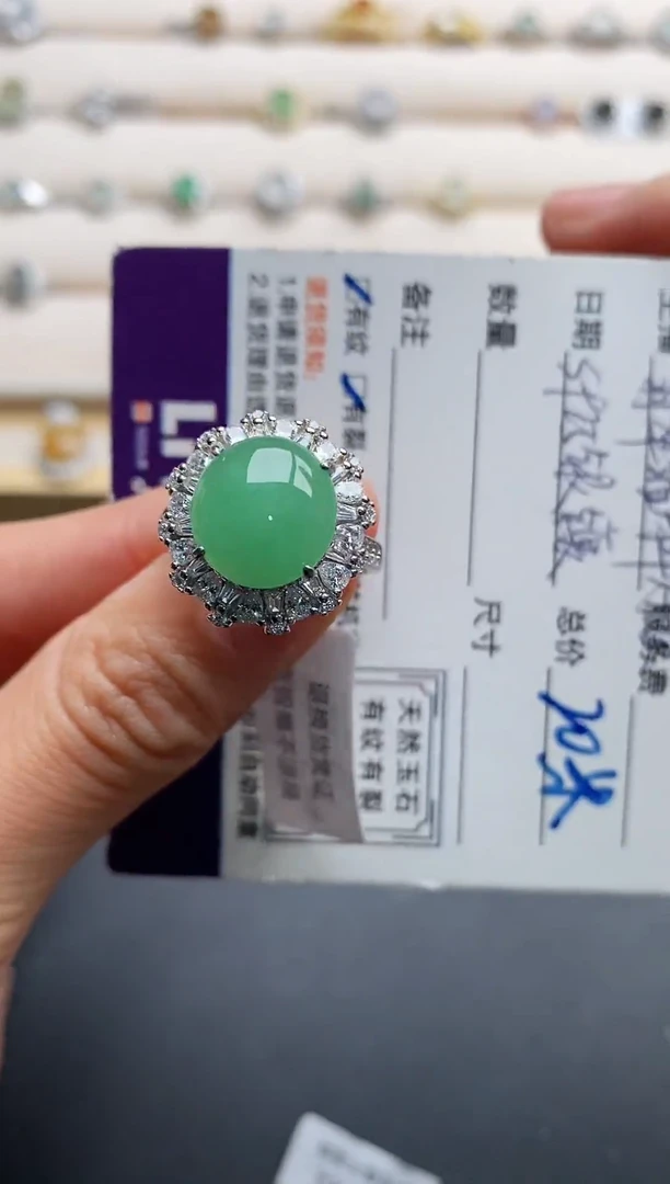 银S925镶嵌戒指翡翠555555+5