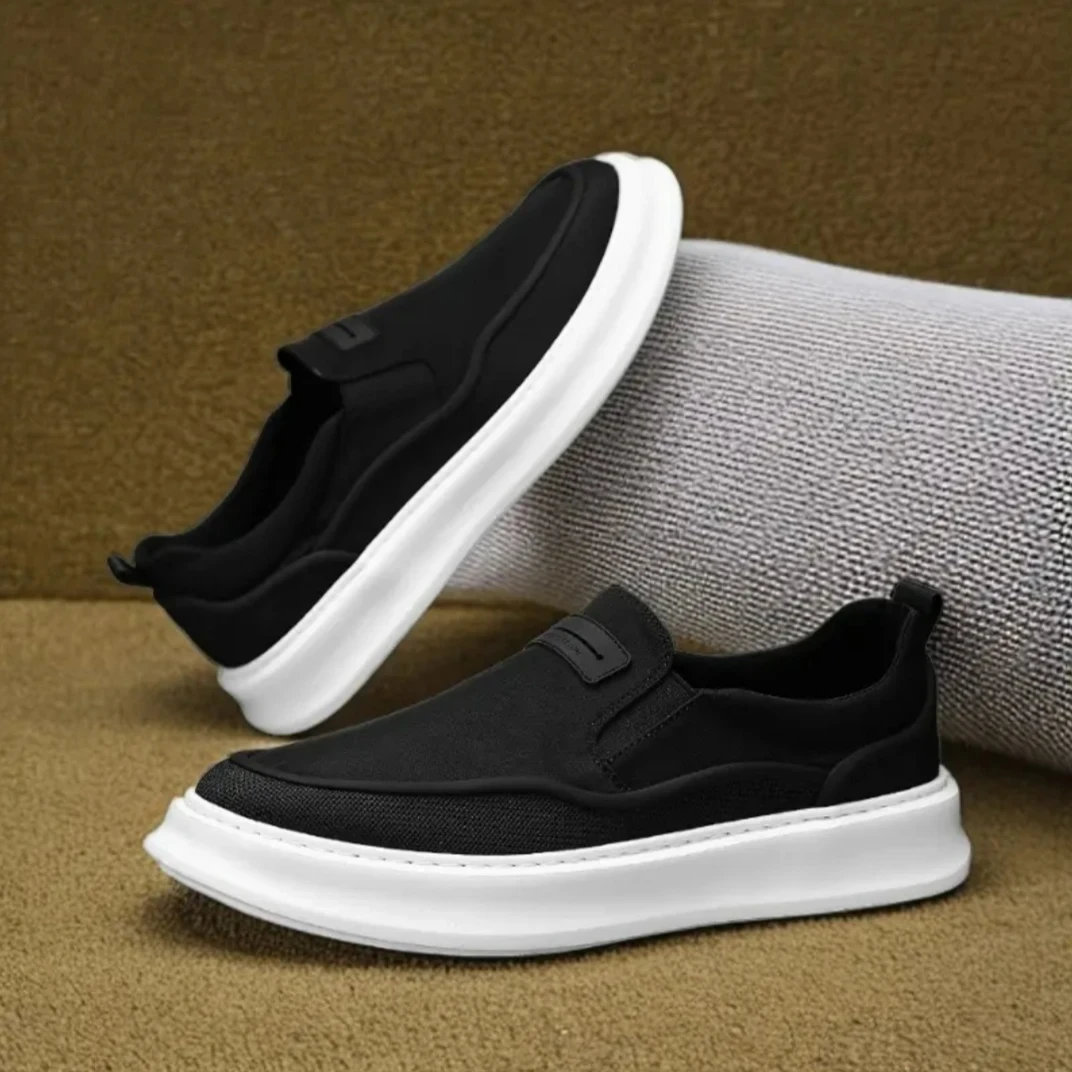 2025春夏款男士帆布休闲鞋百搭透气一脚蹬布鞋薄款散步鞋软底男鞋