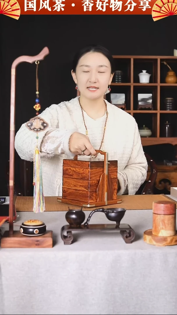 红酸枝木类箱DC608微凹黄檀墨西哥红酸枝正方提梁盒
