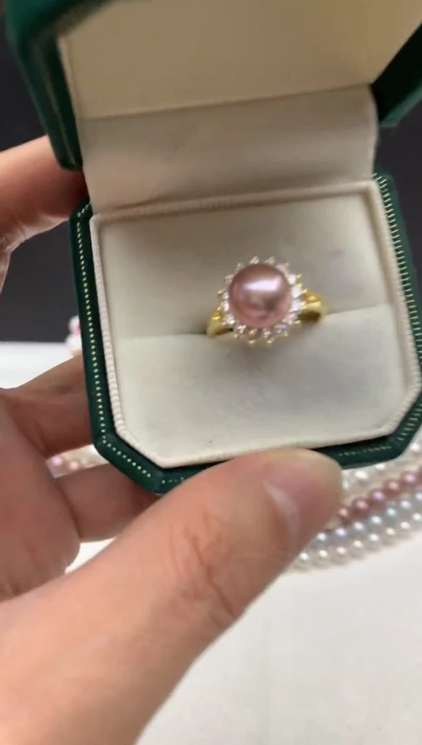 未镶嵌ff淡水珍珠紫珠戒指