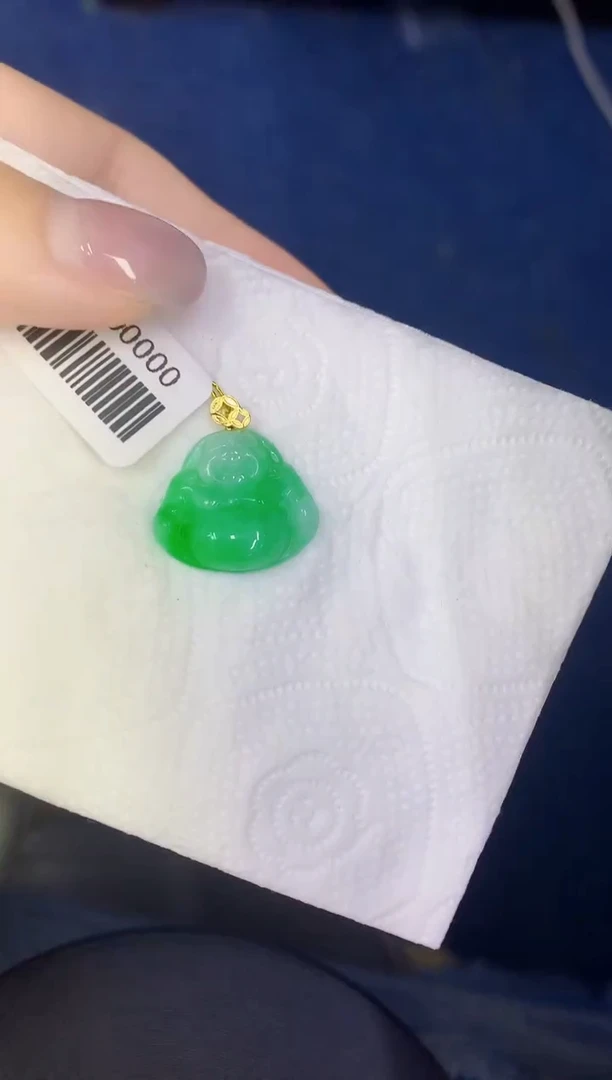 颈饰18K金镶嵌翡翠缅甸天然翡翠A货