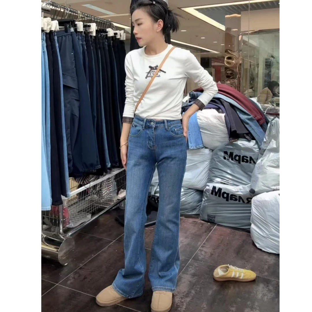 N+专为粉丝定制【剪刀手加绒喇叭裤】冬季时尚百搭牛仔裤