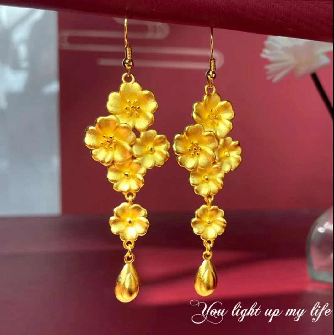 繁花似锦梅花耳环高级显脸长复古耳环ZD0566