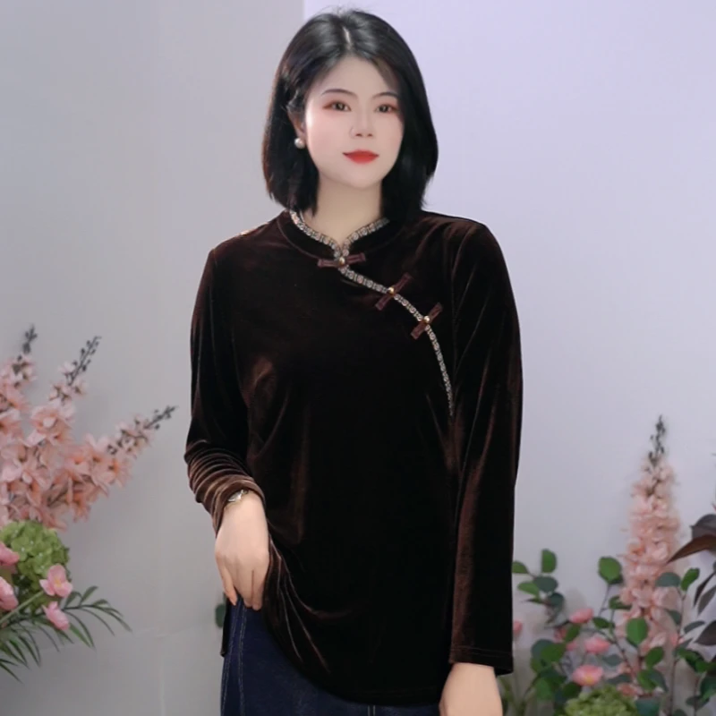 司缪【W6095】轻奢大码女装新中式妈妈装小衫中国风改良旗袍上衣