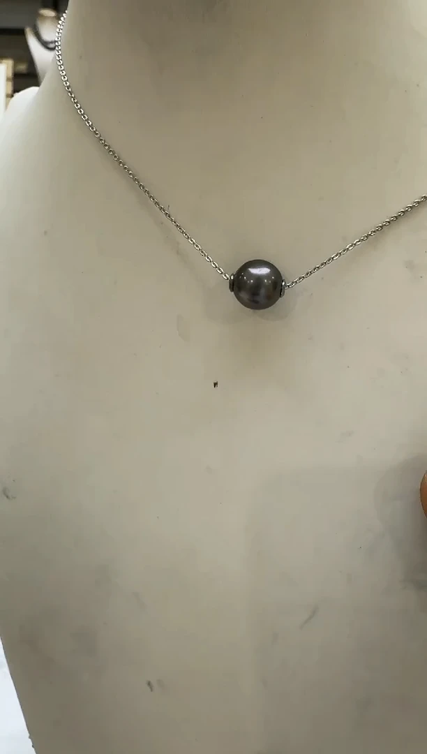 银S925镶嵌海水珍珠吊坠(赠链)10mm 大溪地路路通（银）