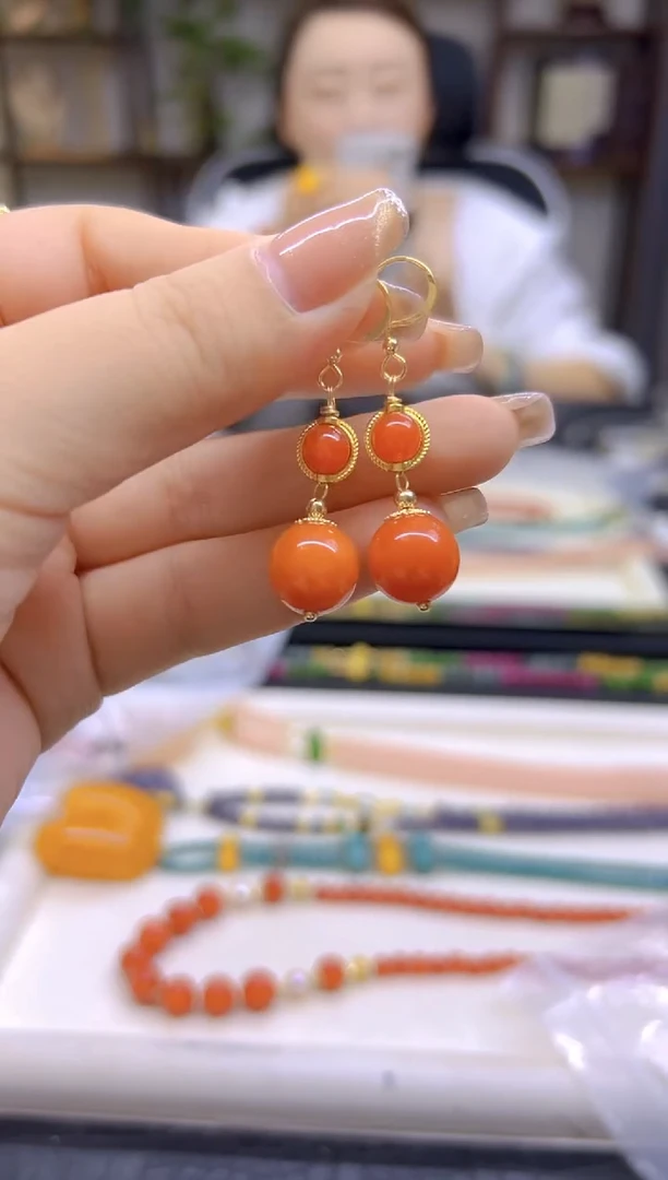 翡翠14K金镶嵌耳饰DIY款E828