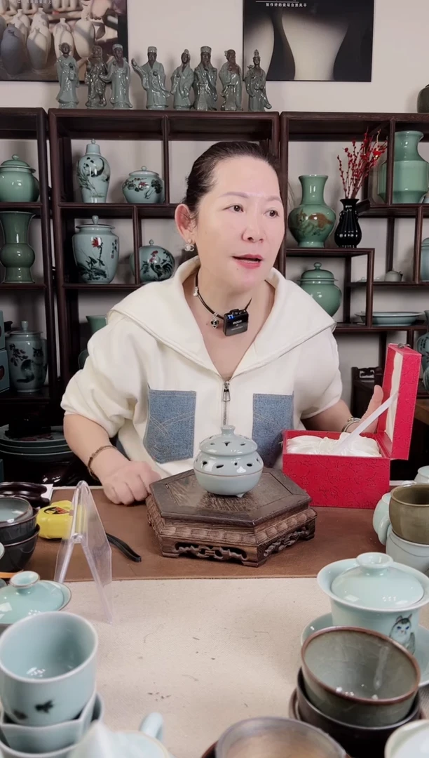 青瓷 哥粉 香炉L
