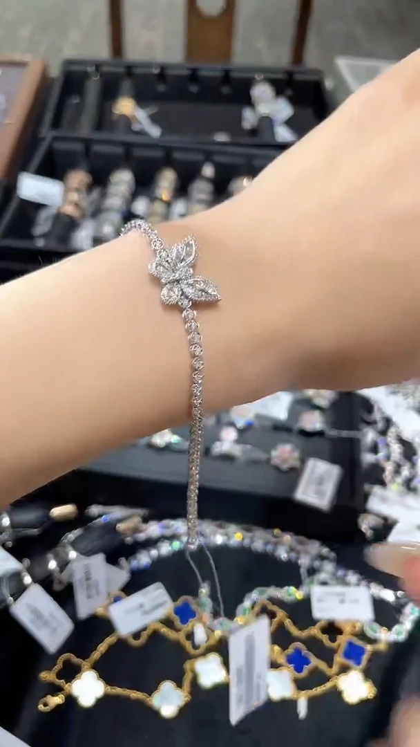手链18K金镶嵌钻石蝴蝶手链  YT  058