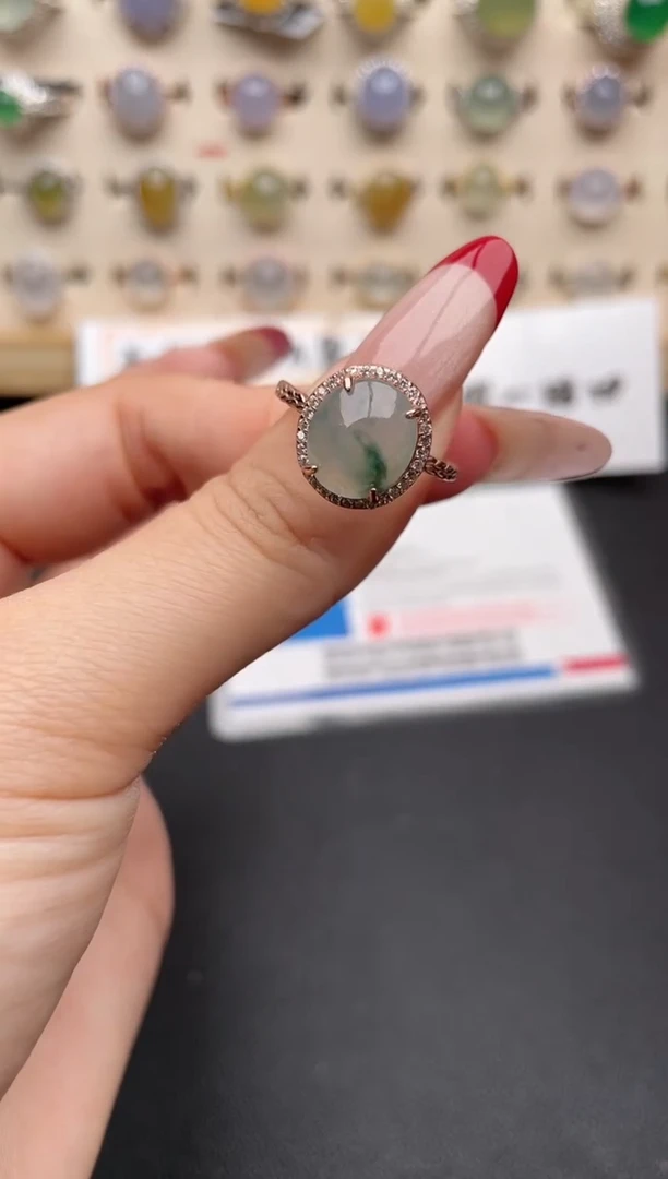 【闪购商品】翡翠戒指银S925镶嵌一物一证一礼盒