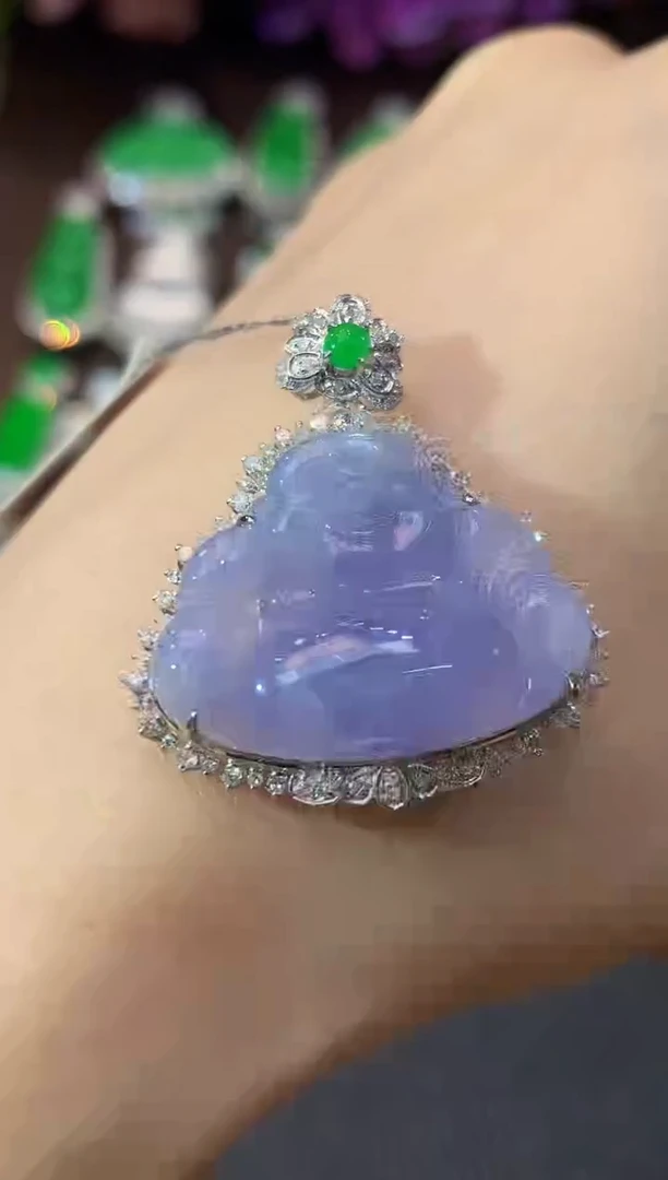 吊坠(不含链)18K金镶嵌翡翠a70