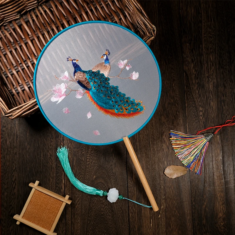 双面绣圆形孔雀呀