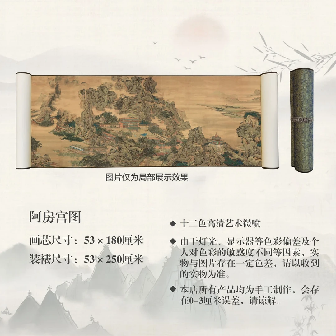 【精品复仿】袁江《阿房宫图》艺术微喷复刻装裱玄关装饰画