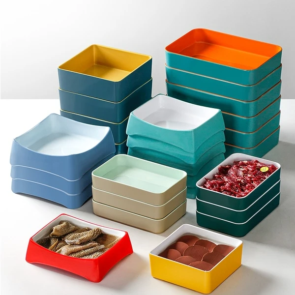 祥源美密胺餐具盘子商用火锅店配菜餐盘仿瓷菜盘方形可叠加烤肉盘