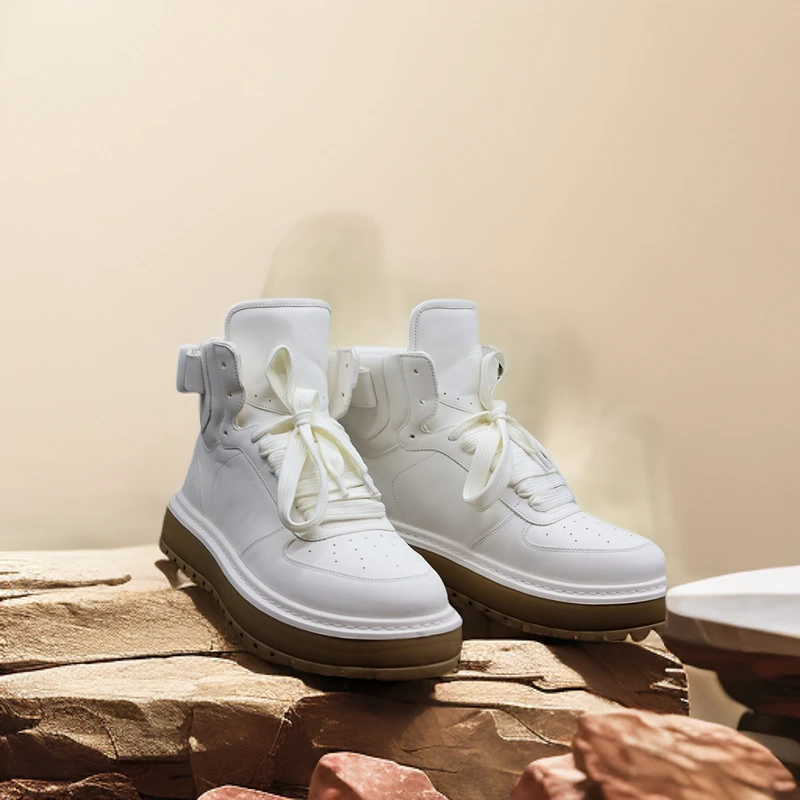 2025新品高帮鞋原创里外一体牛皮面时尚百搭运动小白鞋