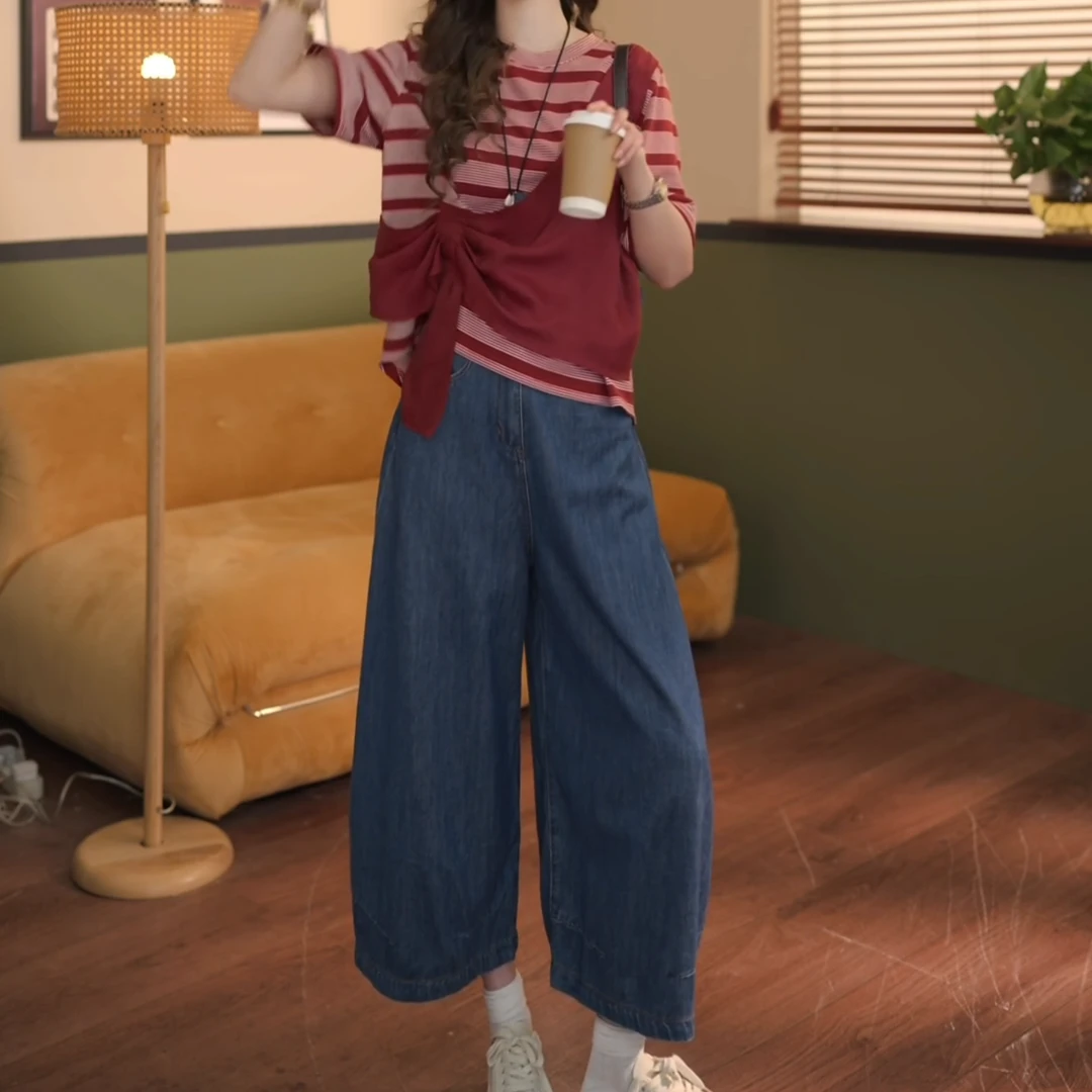 【樱桃慕斯】复古百搭时尚显瘦弯刀裤LK2504518