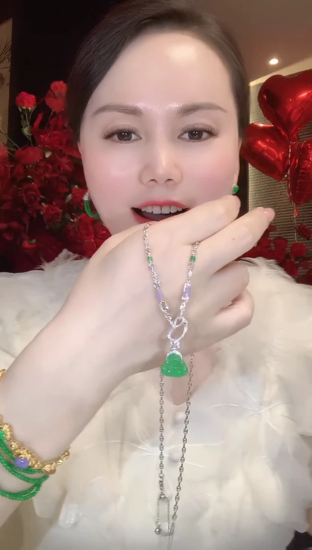 套链18K金镶嵌翡翠C64 多样性发货一件