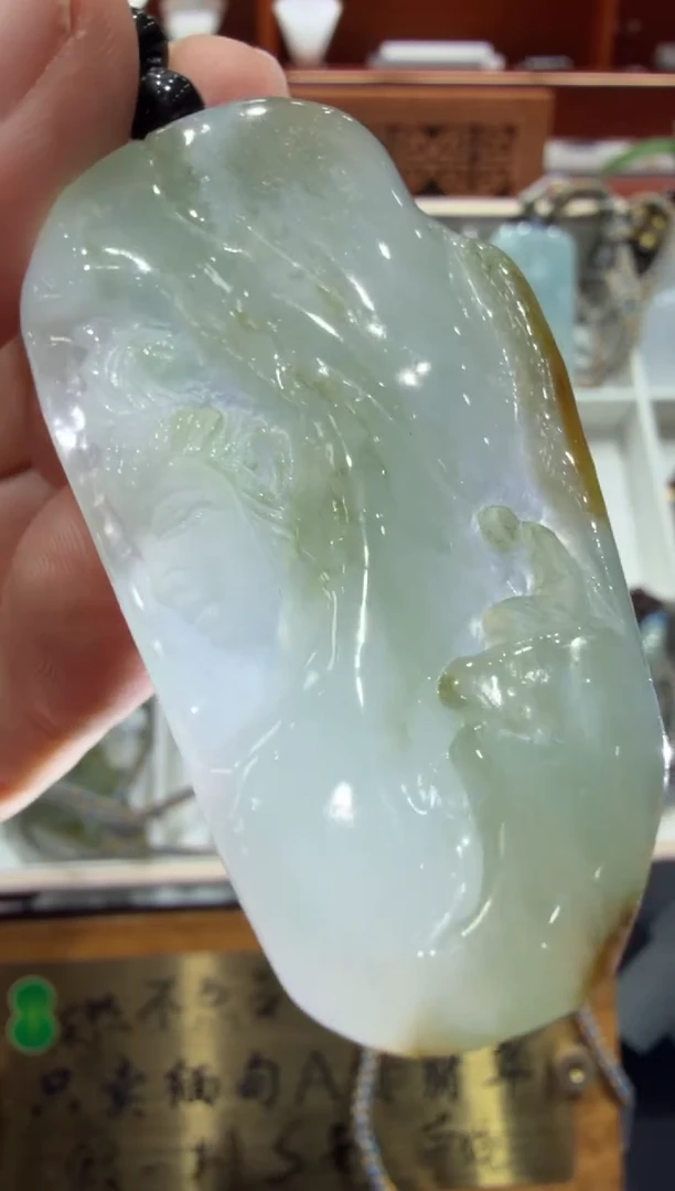未镶嵌挂件翡翠A货翡翠孤品国雕谢林工