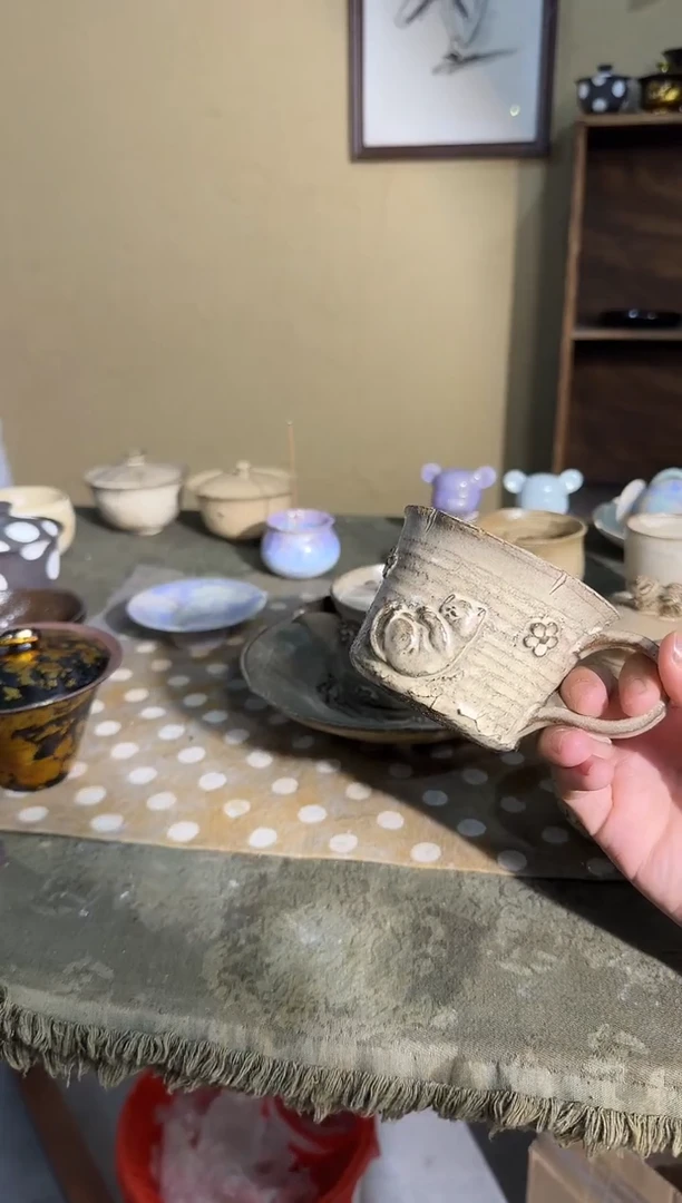 瓷片『****』雕刻猫猫咖啡杯啊啊啊啊啊啊