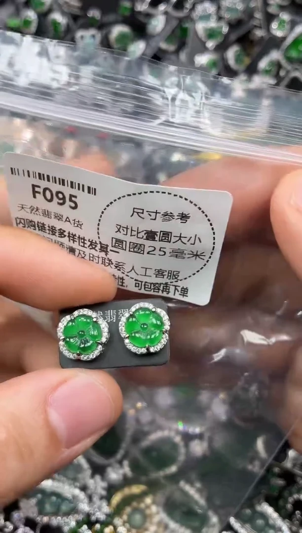 颈饰未镶嵌翡翠F095耳钉