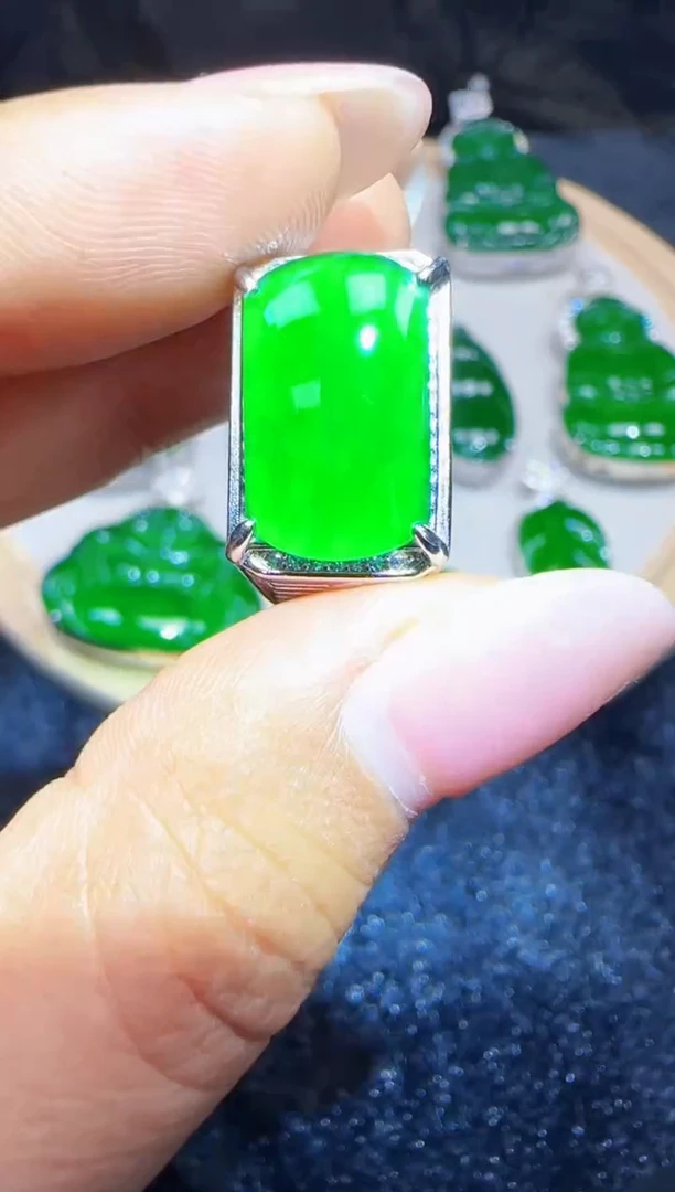 未镶嵌定制翡翠翡翠戒指17