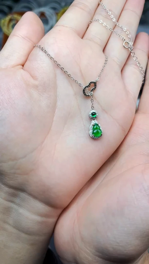 颈饰银S925镶嵌翡翠葫芦06
