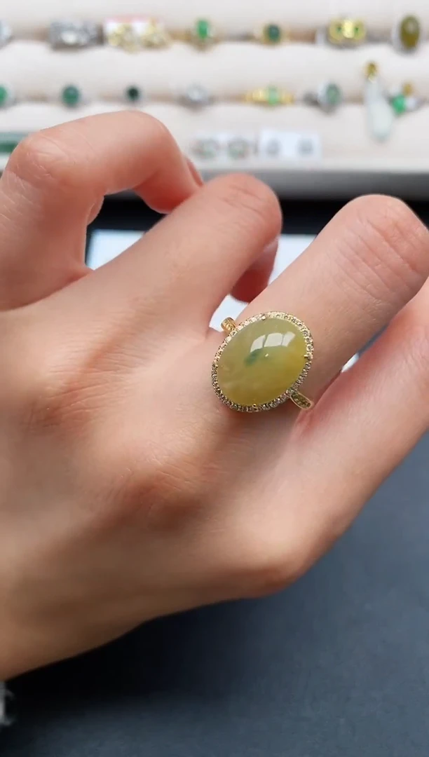 银S925镶嵌戒指翡翠缅甸天然A货翡翠222  6-4