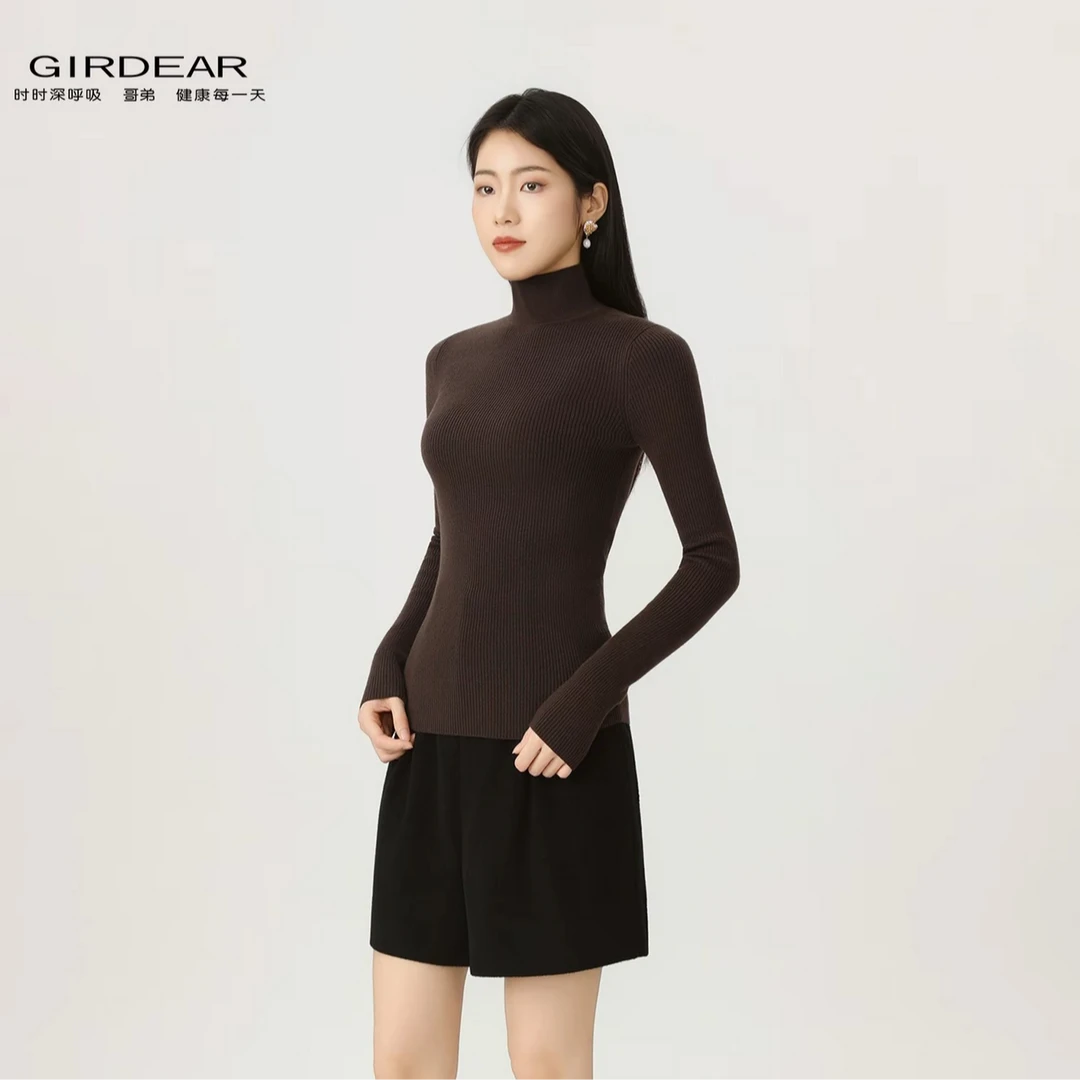 GIRDEAR/哥弟常规款可机洗女中长款针织衫女士女装毛衣修身138097