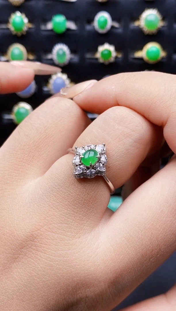 银S925镶嵌戒指翡翠0203