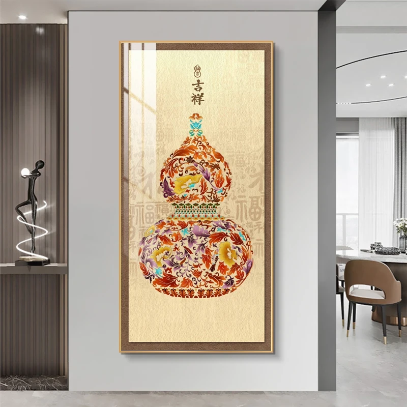 【云起】新中式葫芦玄关晶瓷镶钻装饰画80160