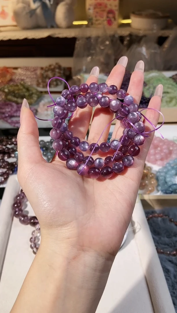 【闪购商品】水晶手串未镶嵌双色紫锂云母卡9