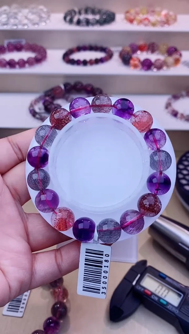 未镶嵌手链水晶黑加仑超七单圈11m+