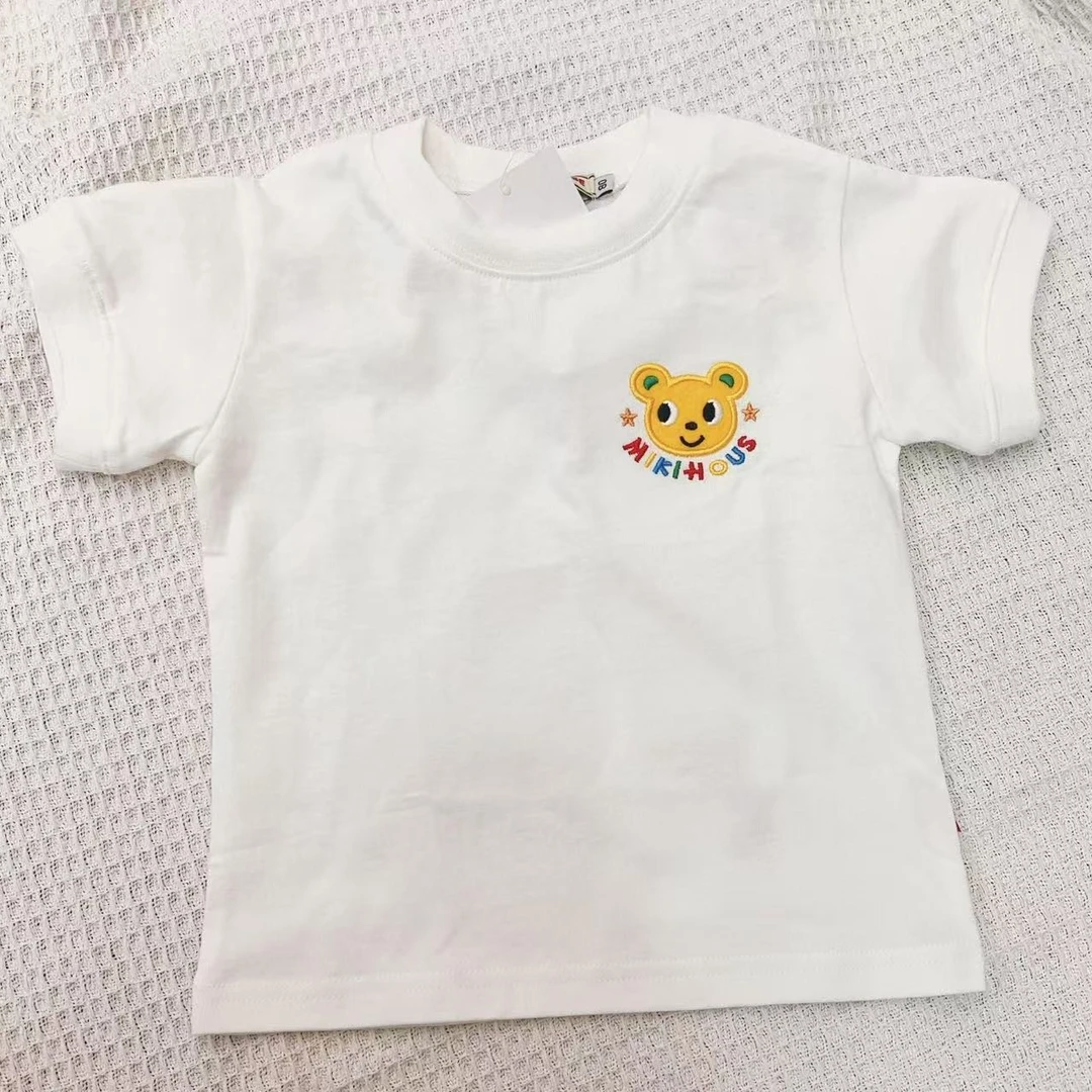 男女宝日系贴布刺绣后背刺绣短袖T恤