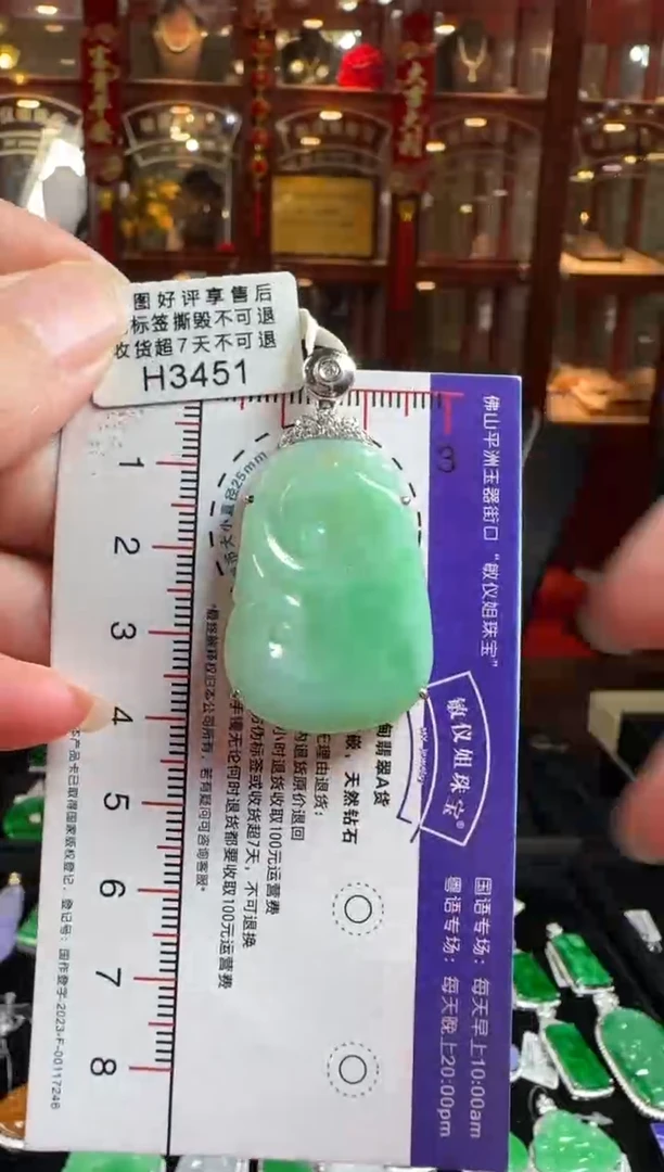颈饰18K金镶嵌翡翠H3451如意