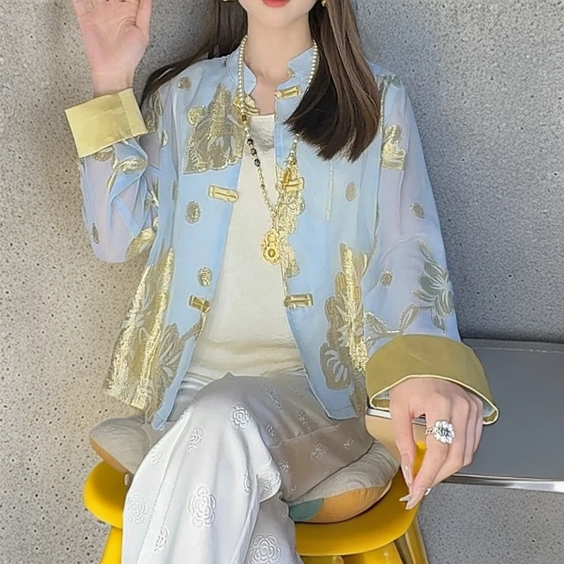 新中式国风气质防嗮上衣外套薄款春夏复古显贵时尚外穿长袖女外披