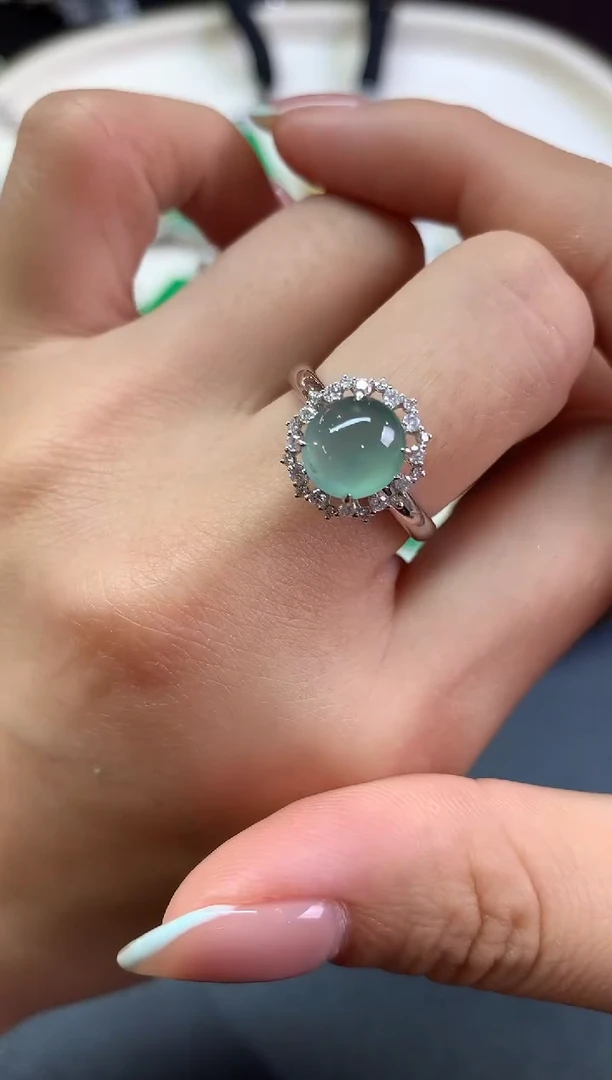 翡翠戒指18K金镶嵌戒指|9800+0