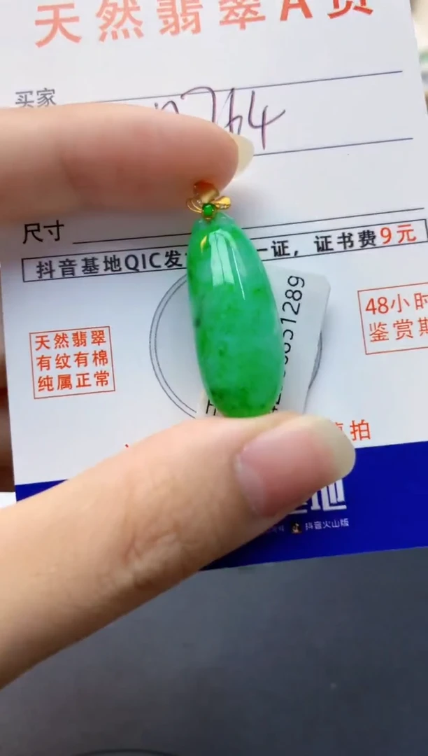 颈饰18K金镶嵌翡翠天然缅甸A货翡翠