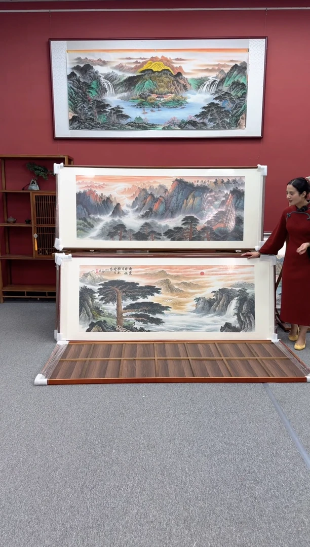 国画手绘 迎客松 219*88