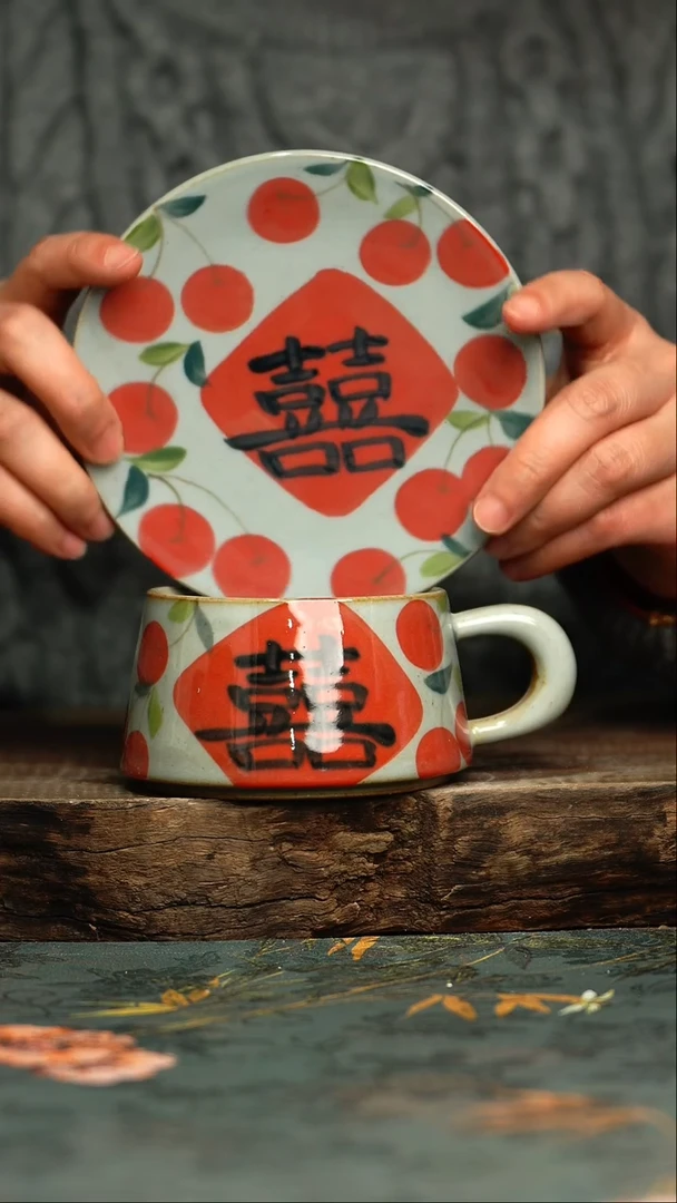 【闪购商品】杯釉下彩手工手绘同款陶器