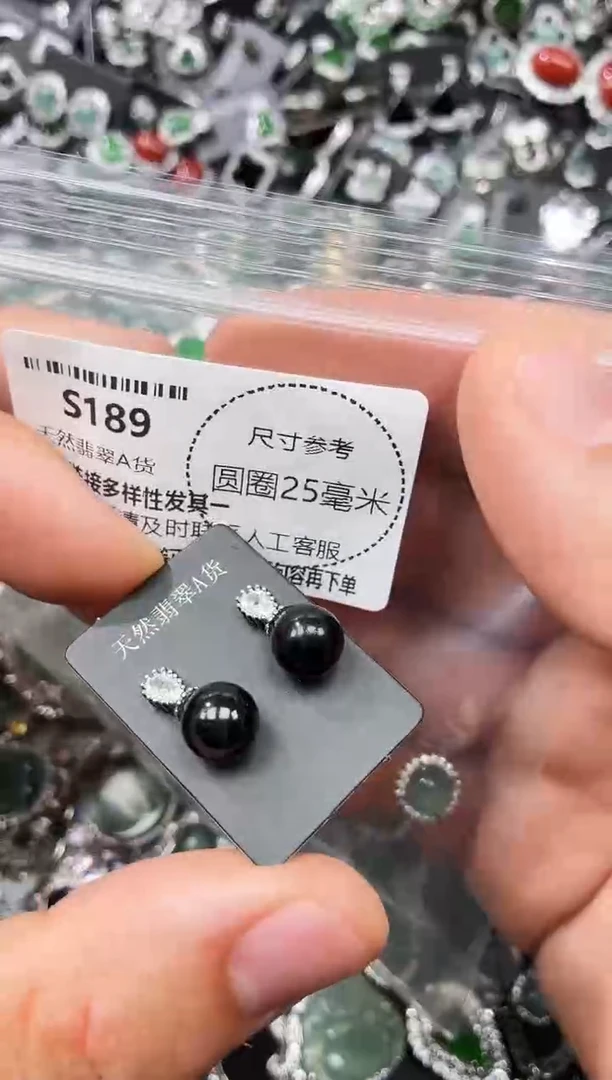 翡翠未镶嵌颈饰S189耳钉
