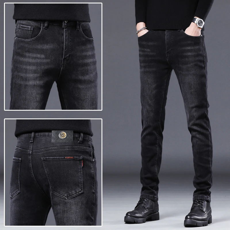 欧货潮牌夏季薄款牛仔裤修身小脚男士男孩弹力百搭休闲长裤子男
