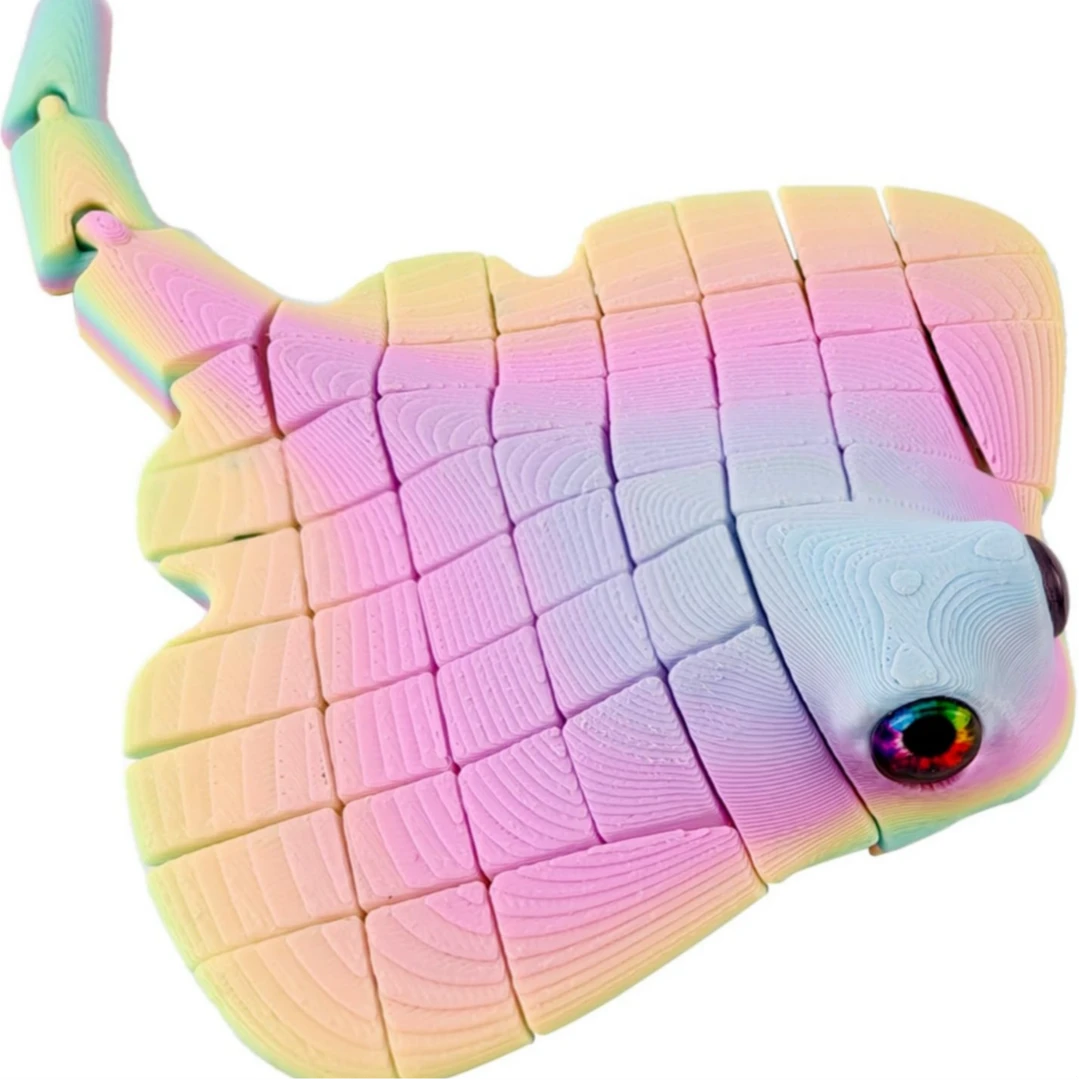 3D打印魔鬼鱼坐立不安玩具，铰接式海洋动物PLA 柔性鱼感官玩具