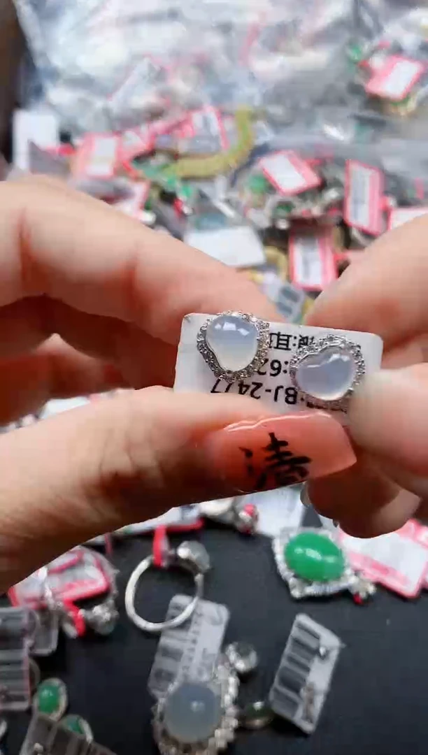 银S925镶嵌戒指翡翠天然A货缅甸翡翠