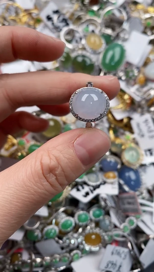 银S925镶嵌戒指翡翠333      2