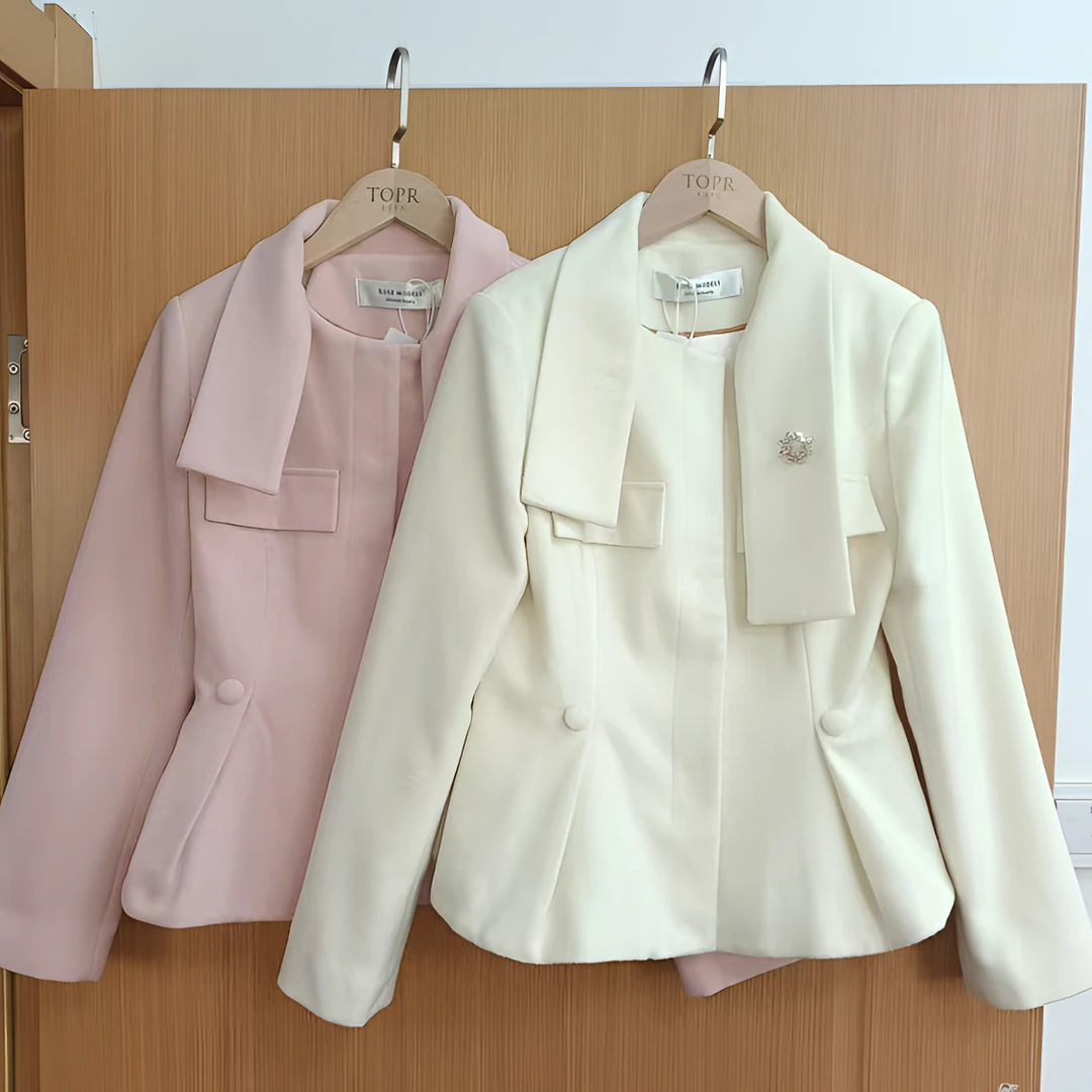 平凡高定！高级感轻奢秋冬时尚气质胸针羊毛大衣外套(B17顶)F0429