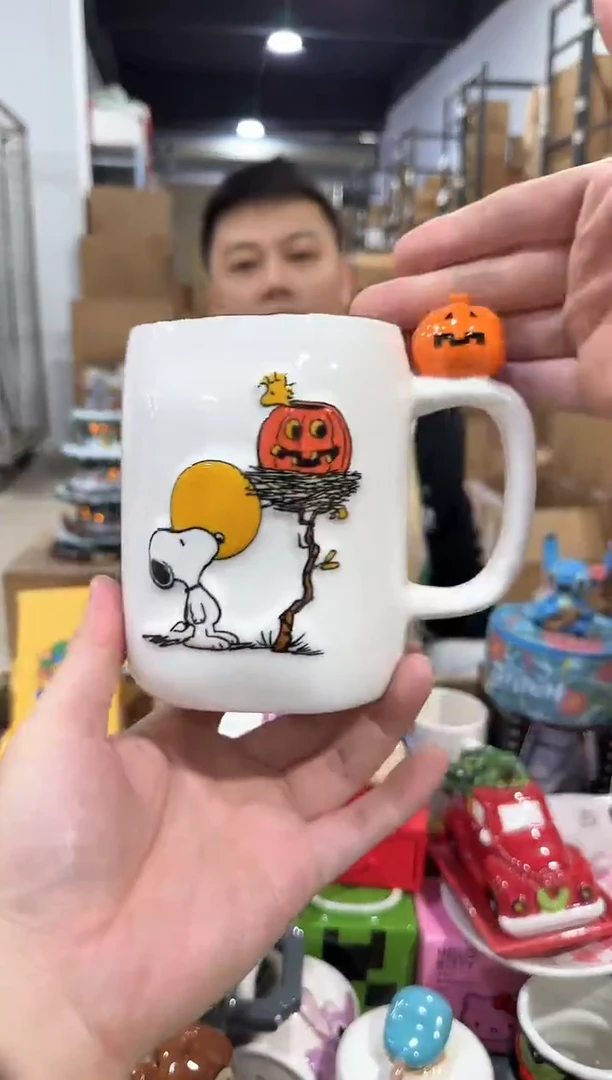 瓷片南瓜史努比公仔杯