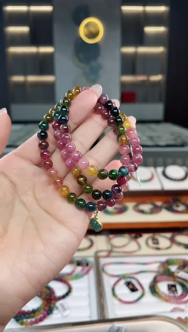 未镶嵌老矿碧玺三圈手串6mm+碧玺（多样性发一条）T