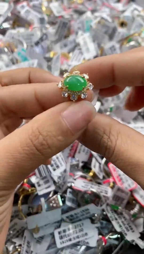 银S925镶嵌戒指翡翠999  9