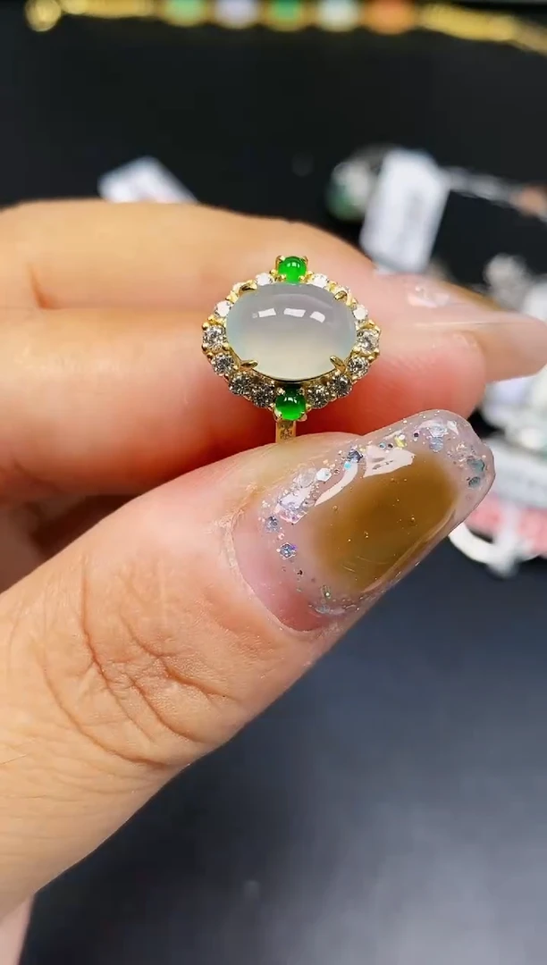 银S925镶嵌戒指翡翠6127